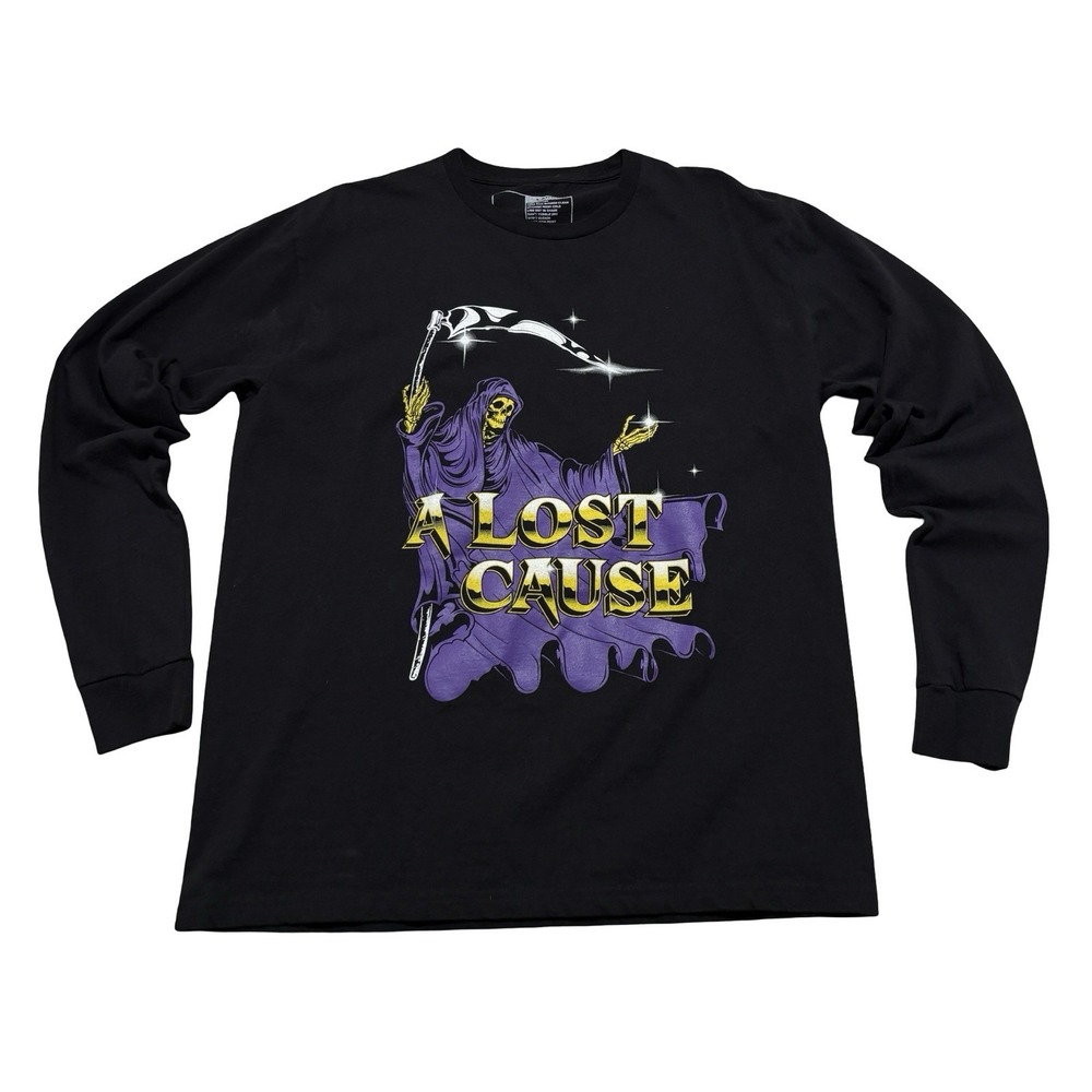 A Lost Cause Men's Grim Reaper Long Sleeve Shirt *Stained* Size Large 22 x 29